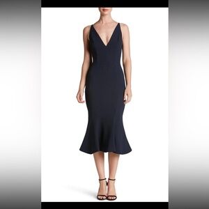 Dress The Population Black Isabelle Crepe Mermaid Cocktail Dress Size Medium